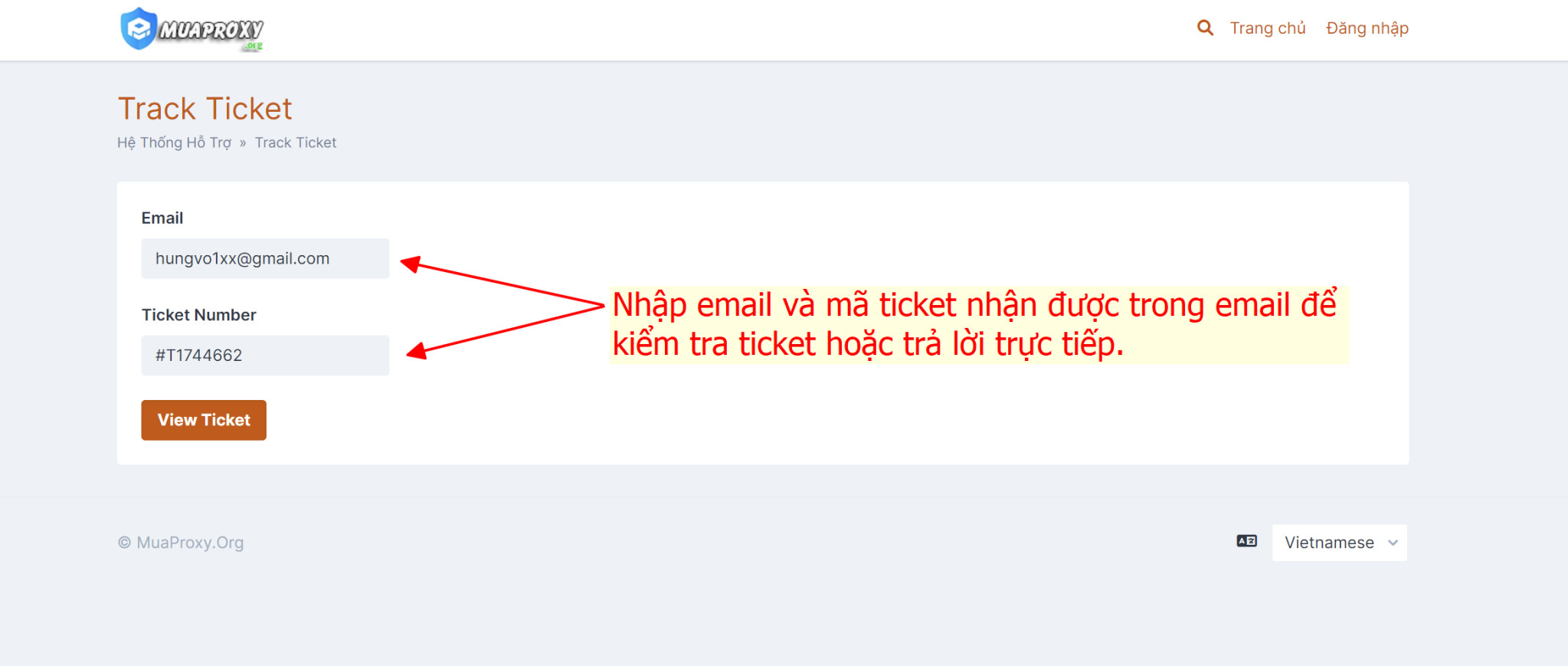 Hướng dẫn sử dụng trang hỗ trợ - hotro.muaproxy.org